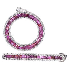 German Kabirski Medea Raw Rubies Asymmetric Silver Earrings