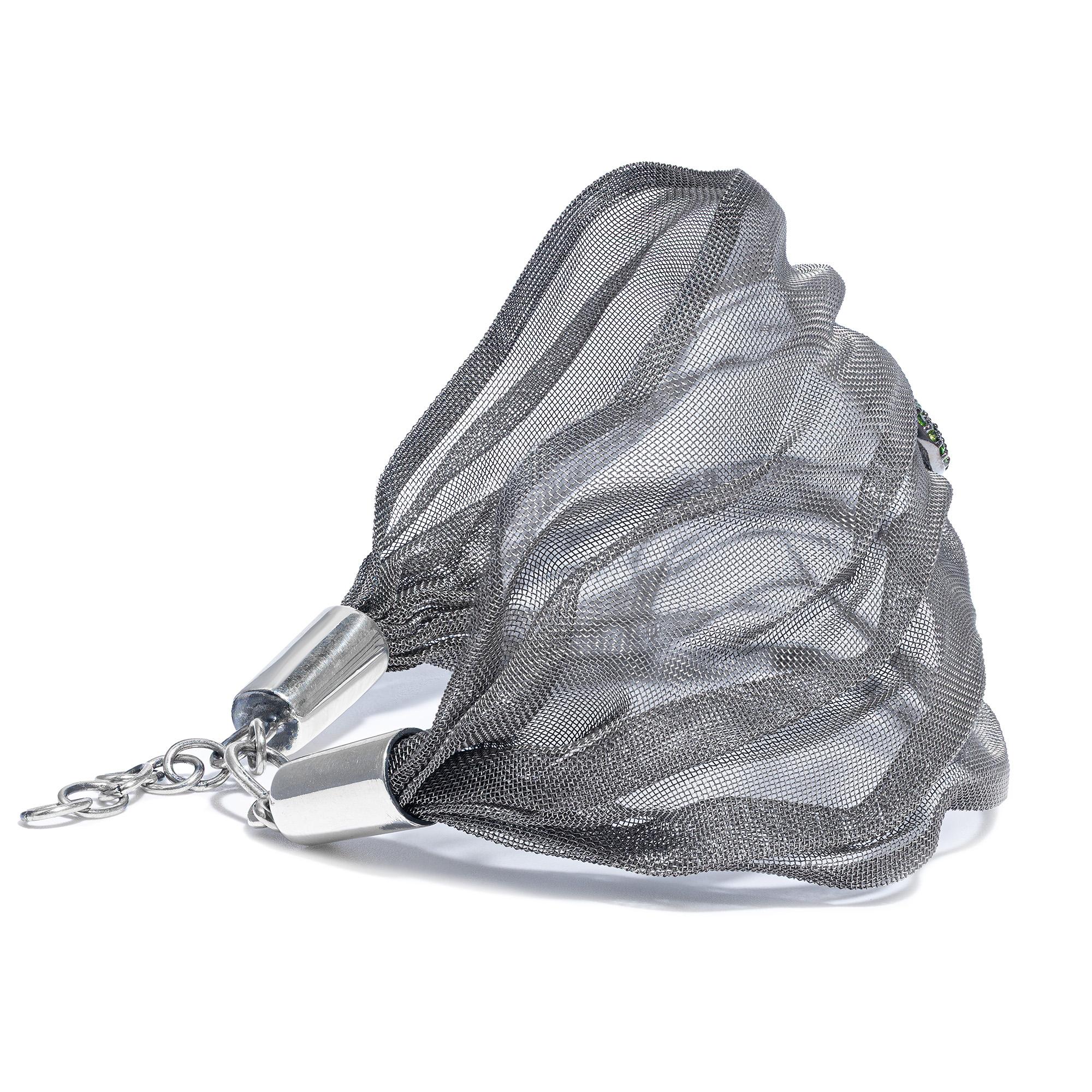 Contemporaneo German Kabirski Meshura Bracciale in titanio e argento con tsavorite