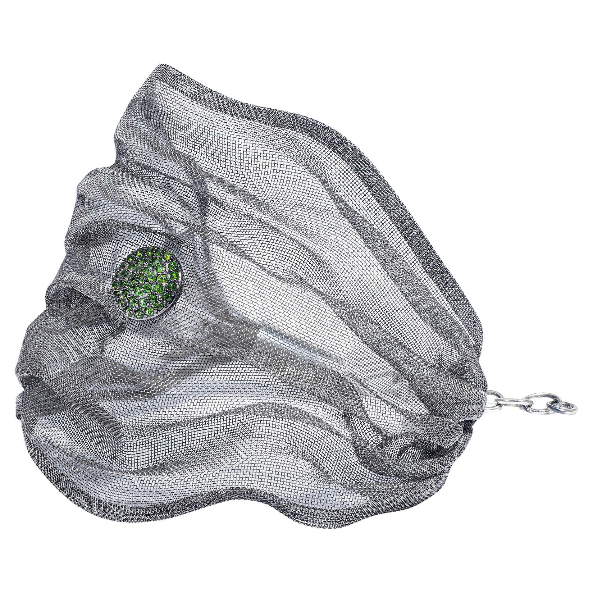 German Kabirski Meshura Bracciale in titanio e argento con tsavorite