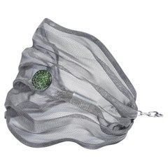 German Kabirski Meshura Titanium Mesh & Silver Bracelet with Tsavorite