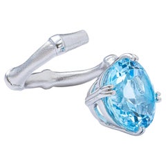 Anello sottile a fascia aperta German Kabirski Mirae Nature taglio tondo Topazio Blu