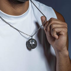 German Kabirski Morbidus Gritty Sterling Silver Round Pendant with Skull Emblem