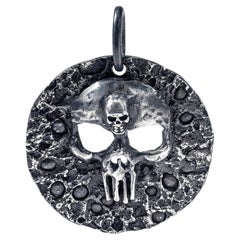 German Kabirski Morbidus Gritty Sterling Silver Round Pendant with Skull Emblem