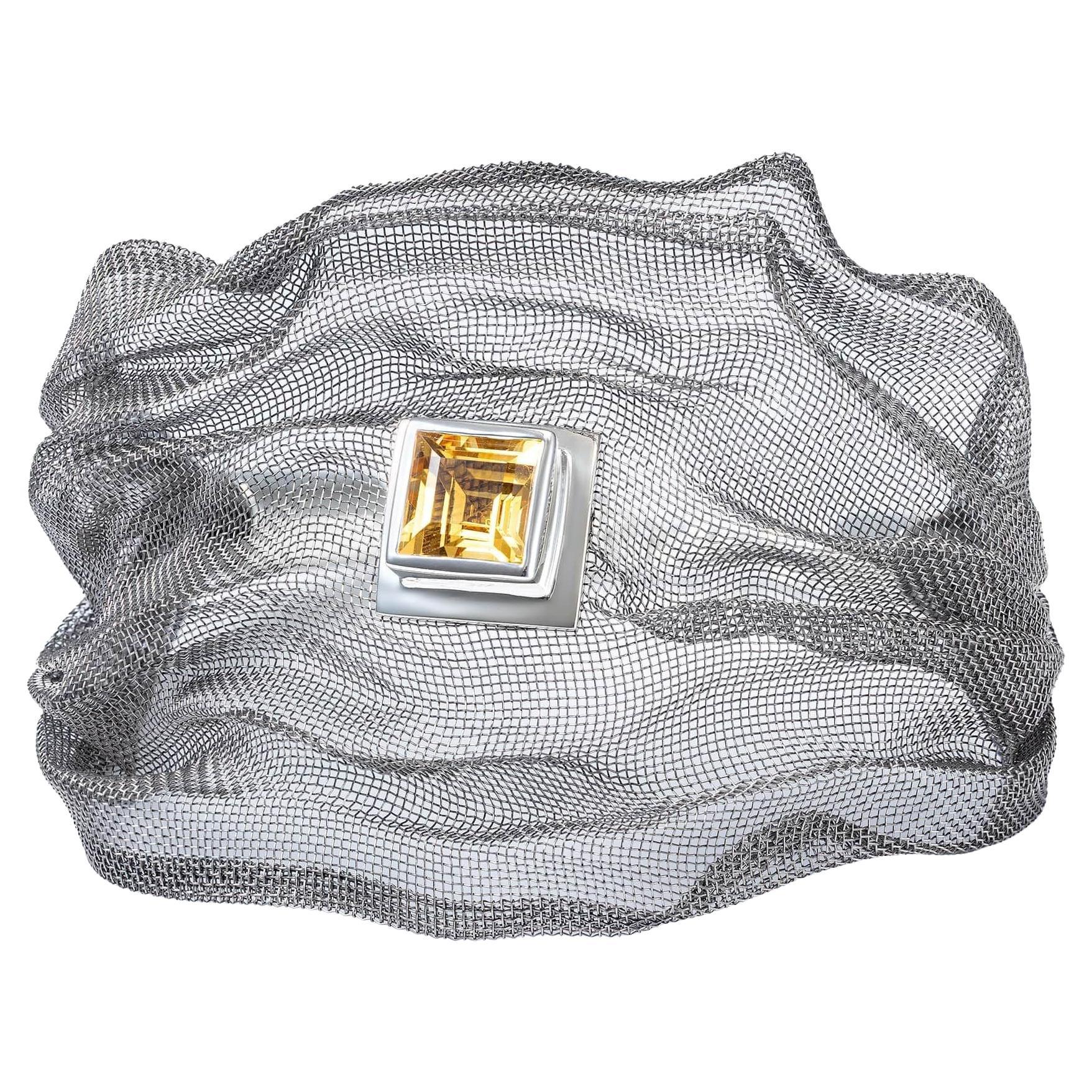 German Kabirski Nagare Limited Edition Citrine Silver 
Titanium Mesh Bracelet