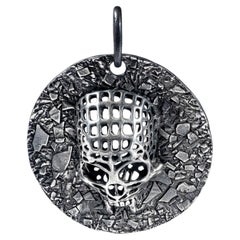 German Kabirski Necrosis Gothic 925 Silver Skull Amulet with Weathered Detail