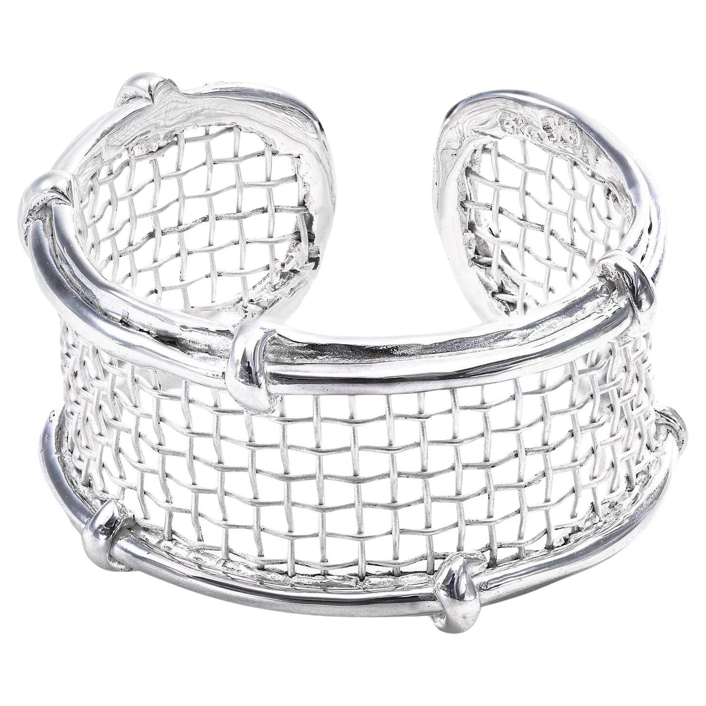 German Kabirski Netta Minimalist Silver 
Titanium Mesh Adjustable Band Ring For Sale