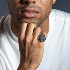 German Kabirski Noctis Handcrafted Silver Ring With Stamped Skull Design