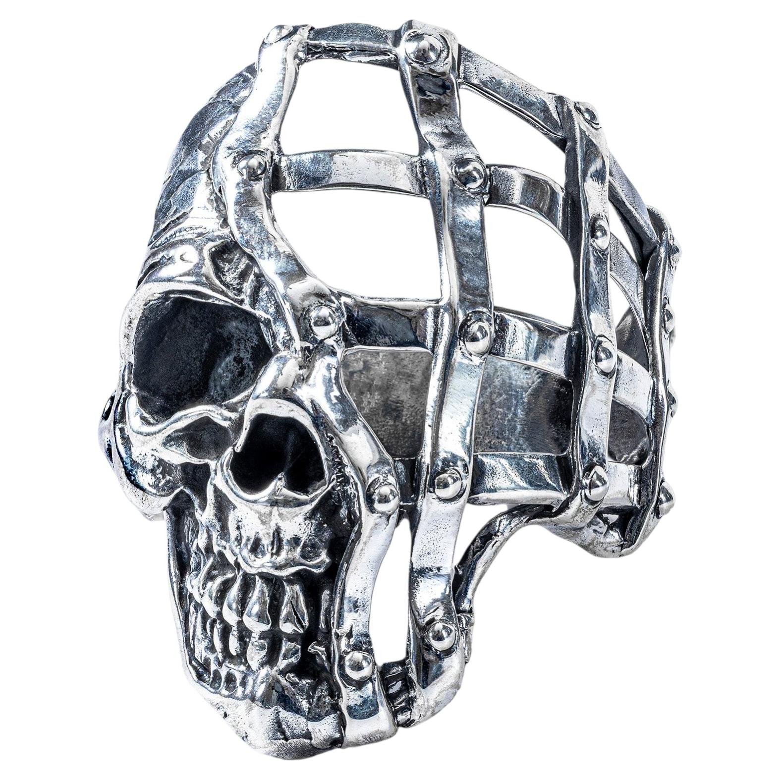 German Kabirski Nocturne Gothic Biker Inspired Oxidized 925 Silver Skull Ring (bague tête de mort en argent 925)