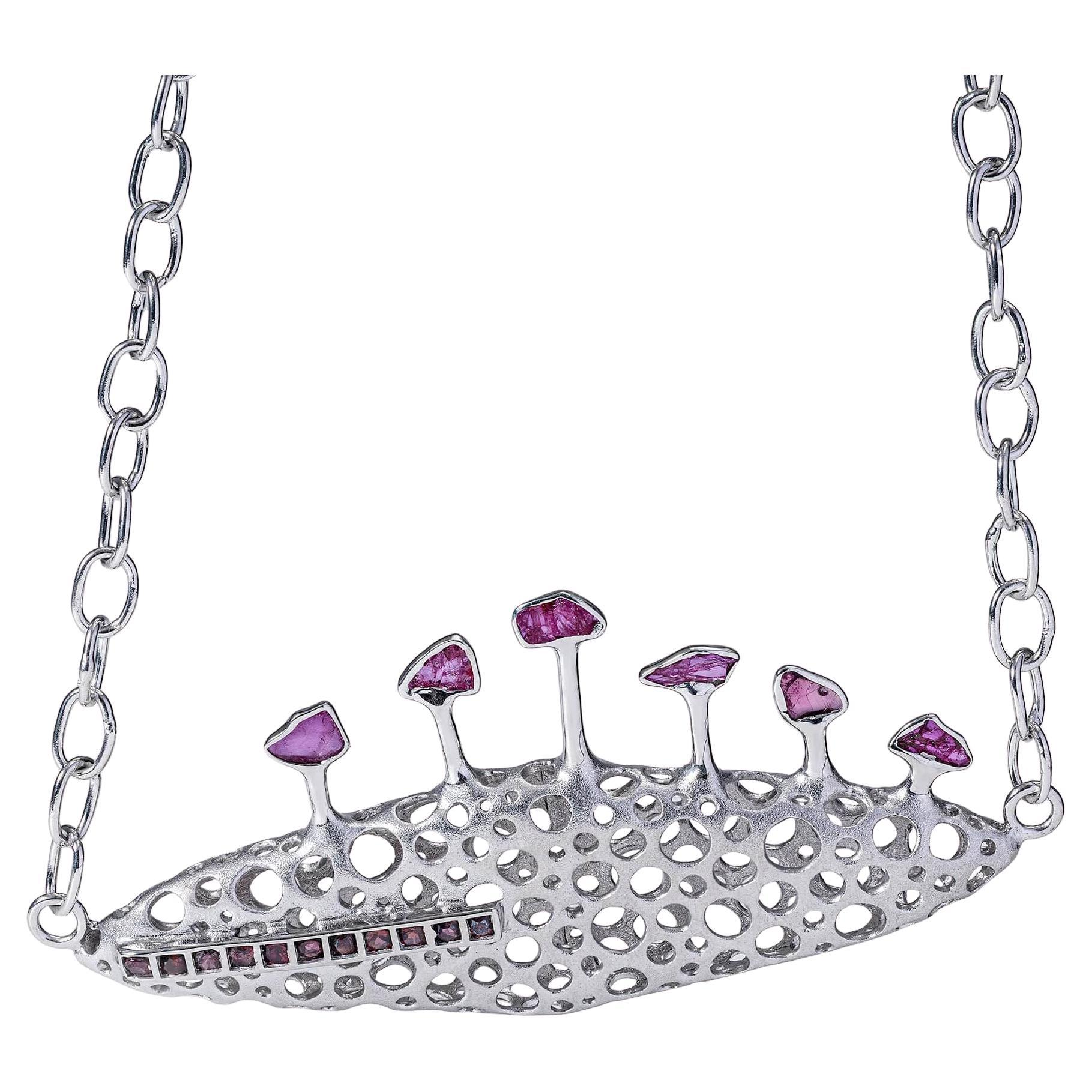 German Kabirski Notos Singular Edition Rubies 
Rhodolite Garnet Silver Necklace