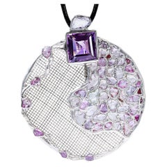 German Kabirski Nuaz Singular Amethyst, Sapphire & Ruby Silver Pendant