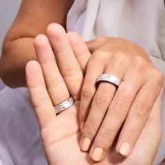 German Kabirski Nuptia Unisex Wedding Silver Band Ring with Mixed Sapphire