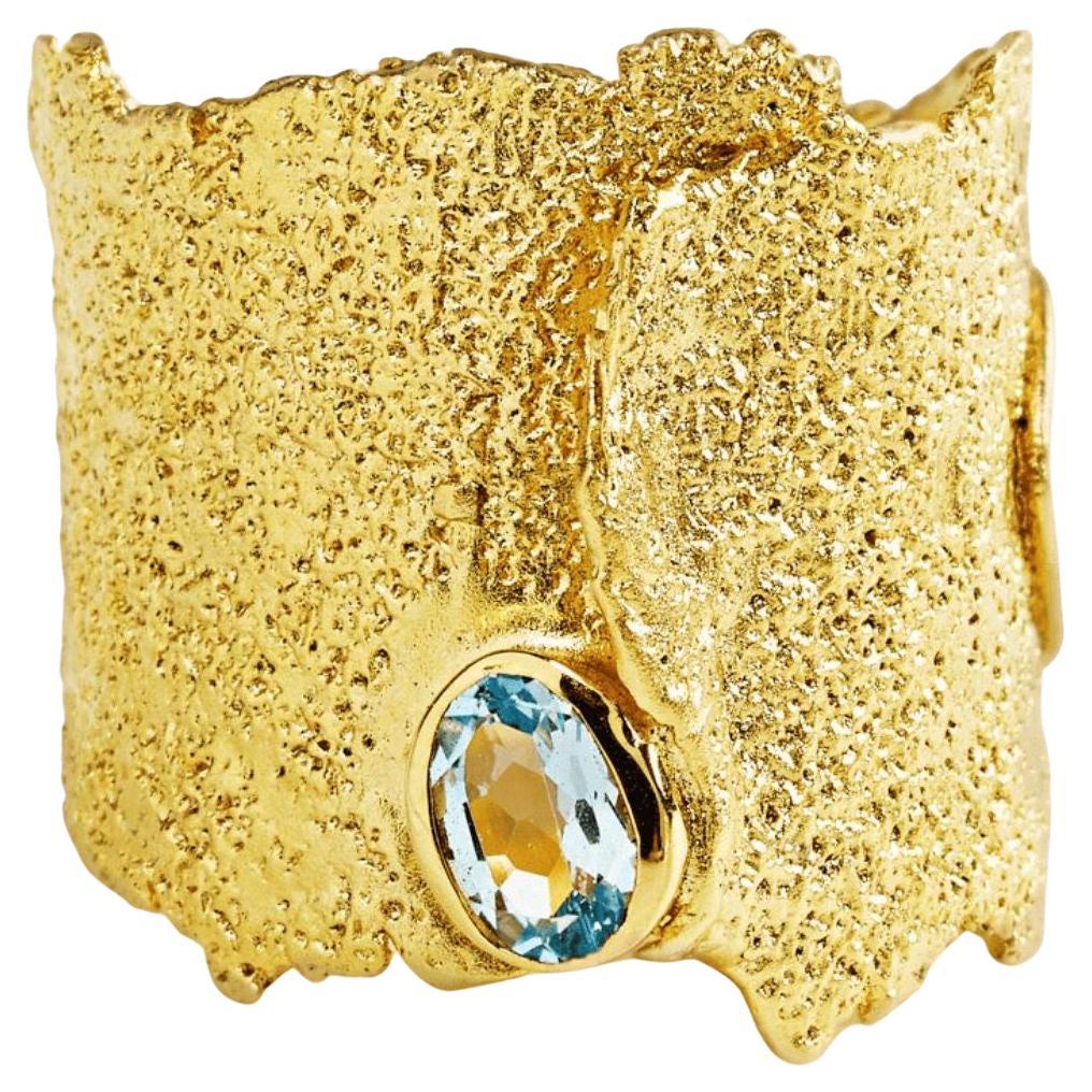 German Kabirski Otthild Iconic Natural Blue Topaz Gold-Plated Silver Ring