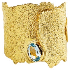 German Kabirski Otthild Iconic Natural Blue Topaz Gold-Plated Silver Ring