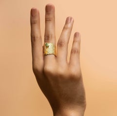 German Kabirski Otthild Iconic Natural Peridot Bague en argent plaqué or