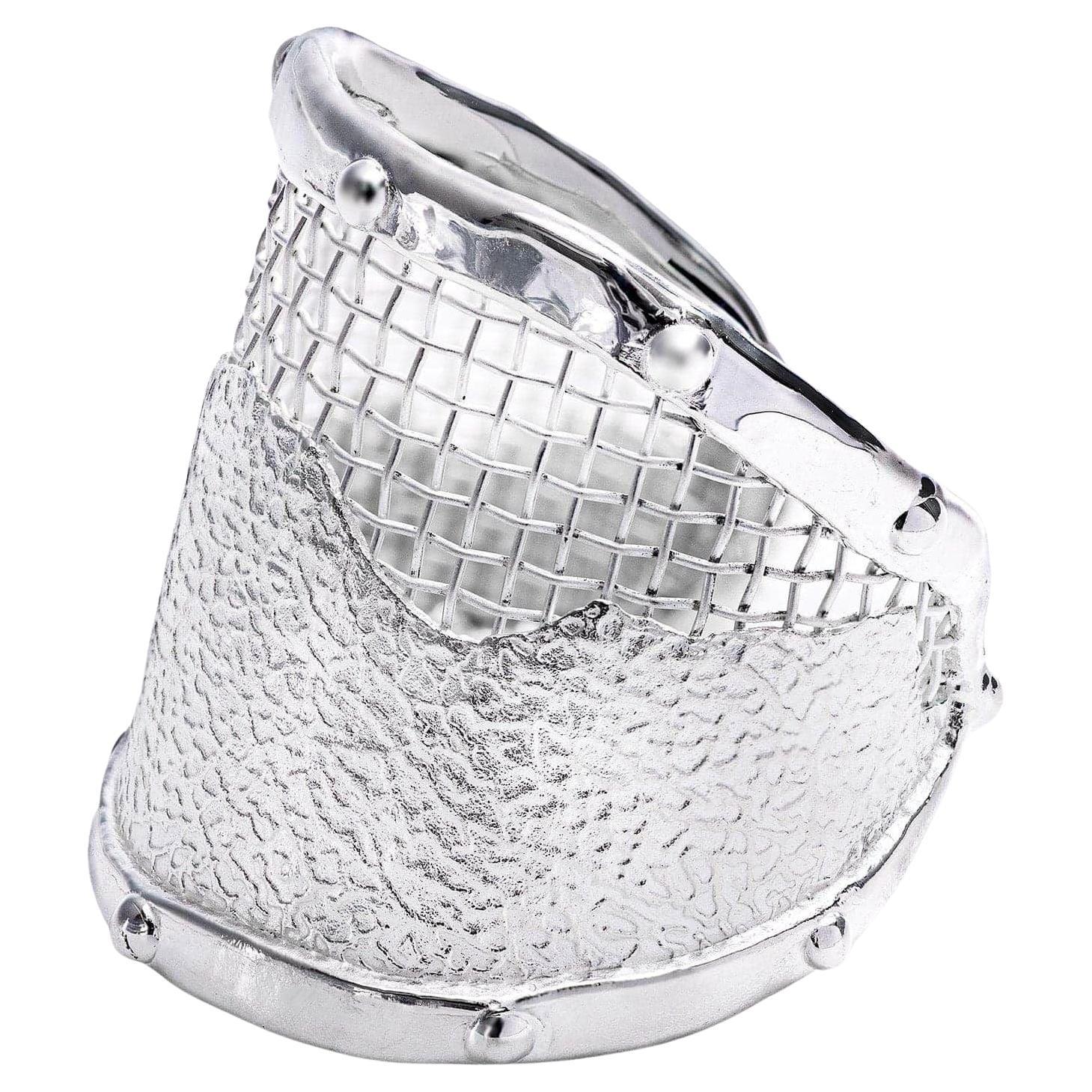 German Kabirski Pallium Urban Open Band Titanium Mesh 
Siliver Ring For Sale