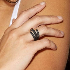 German Kabirski Paradisa Claw Design Natural Ruby Anthracite Plated Silver Ring