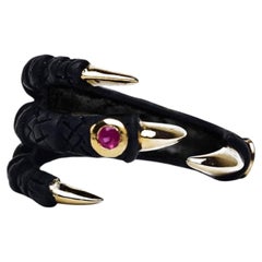 German Kabirski Paradisa Claw Design Natural Ruby Anthracite Plated Silver Ring