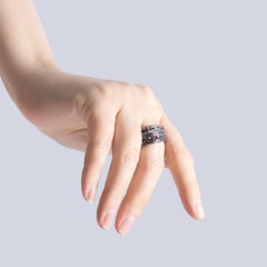 German Kabirski Perun Singular Edition Rhodium Plated Silver Ring With Rubies