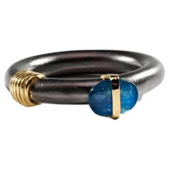 German Kabirski Picco Black Rhodium Plated 925 Silver Ring with Blue Sapphire