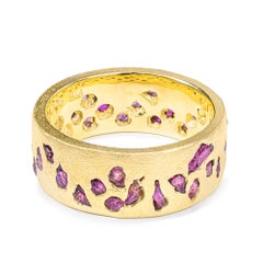 German Kabirski Pyra Raw Ruby Gold Plated Silver Ring