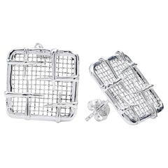 German Kabirski Resh Lightweight Silver 
Titanium Mesh Earrings