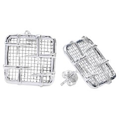 German Kabirski Resh Lightweight Silver 
Titanium Mesh Earrings