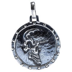 German Kabirski Revel Oxidized 925 Silver Gothic Pendant with Skull Design