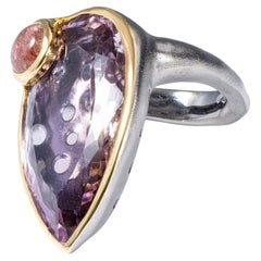 Deutscher Kabirski Roxa-Ring aus 925er Sterlingsilber mit Ametrin und rosa Turmalin