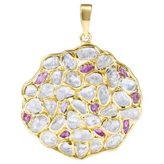 German Kabirski Saori Handcrafted Zircon & Ruby Gold Plated Silver Pendant