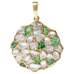 German Kabirski Saori Handcrafted Zircon & Tsavorite Gold Plated Silver Pendant