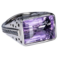 German Kabirski Tahoe Singular Edition Silver Ring With Amethyst & Black Spinel