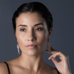 German Kabirski Tarina Earrings Zircon & Sapphire Gold Plated Silver Earrings