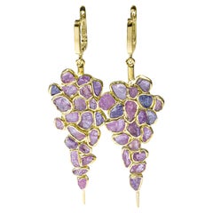 German Kabirski Tarina Handcrafted Raw Sapphire Gold Plated Silver Earrings