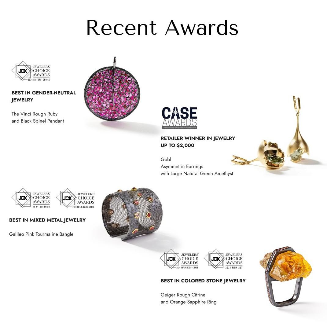 Orecchini in argento placcato oro con tsavorite grezza in edizione limitata di German Kabirski Tarina in vendita 3