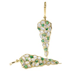 German Kabirski Tarina White Zircon 
Tsavorite Gold Plated Silver Earrings