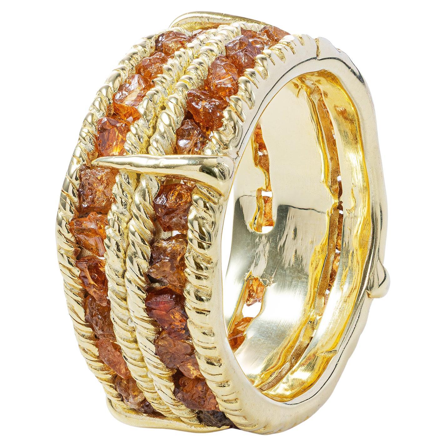 German Kabirski Tartine Raw Spessartine Garnet Gold Plated Silver Ring