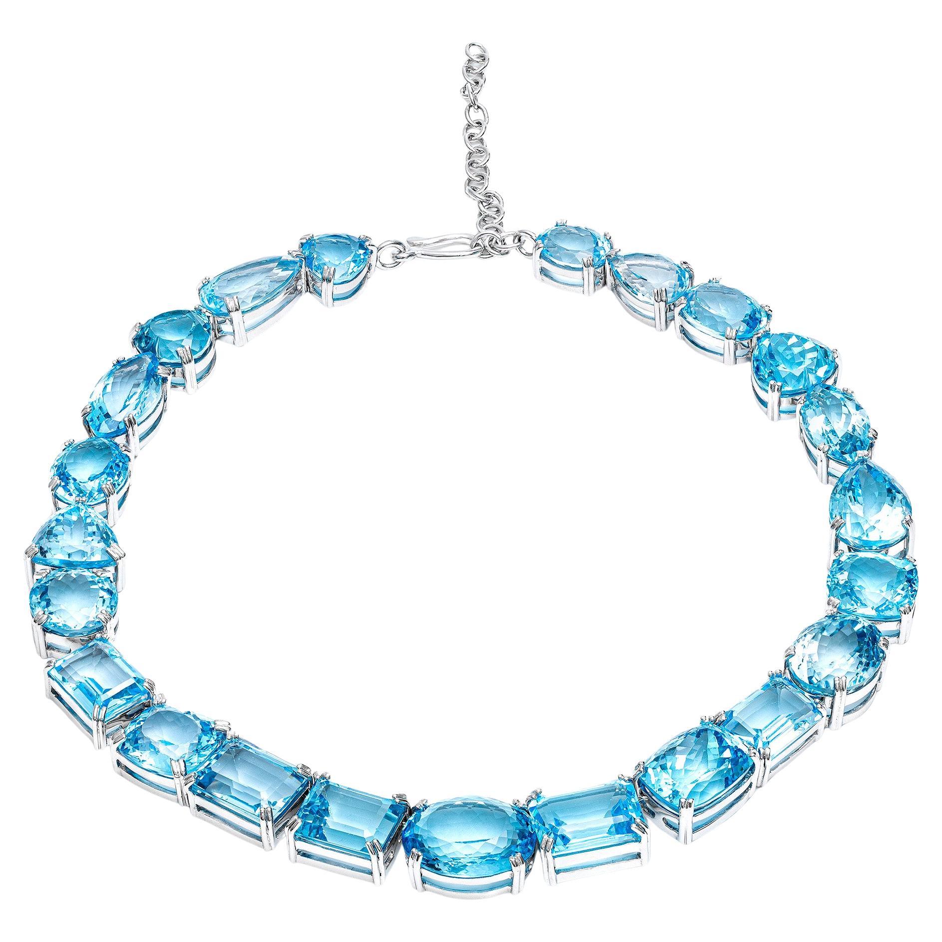 German Kabirski Thalyn Mixed-Cut Topaz Silver Necklace
