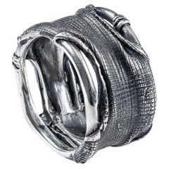 German Kabirski Tharn 925 Sterling Silver Ring with Layered & Wrapped Texture