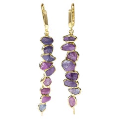 German Kabirski Thera Handcrafted Raw Sapphire Gold Plated Silver Earrings