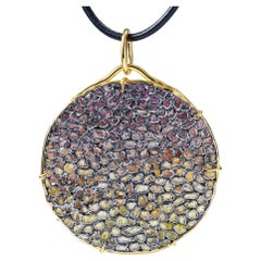 German Kabirski Tholos Singular Edition Garnets 
Sapphires Silver Disc Pendant