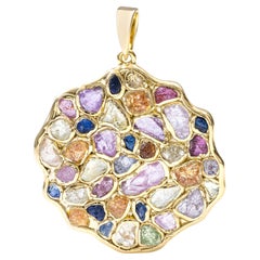 Ciondolo Kabirski Thunder tedesco con zaffiro grezzo, rubino, tsavorite e crisoberillo