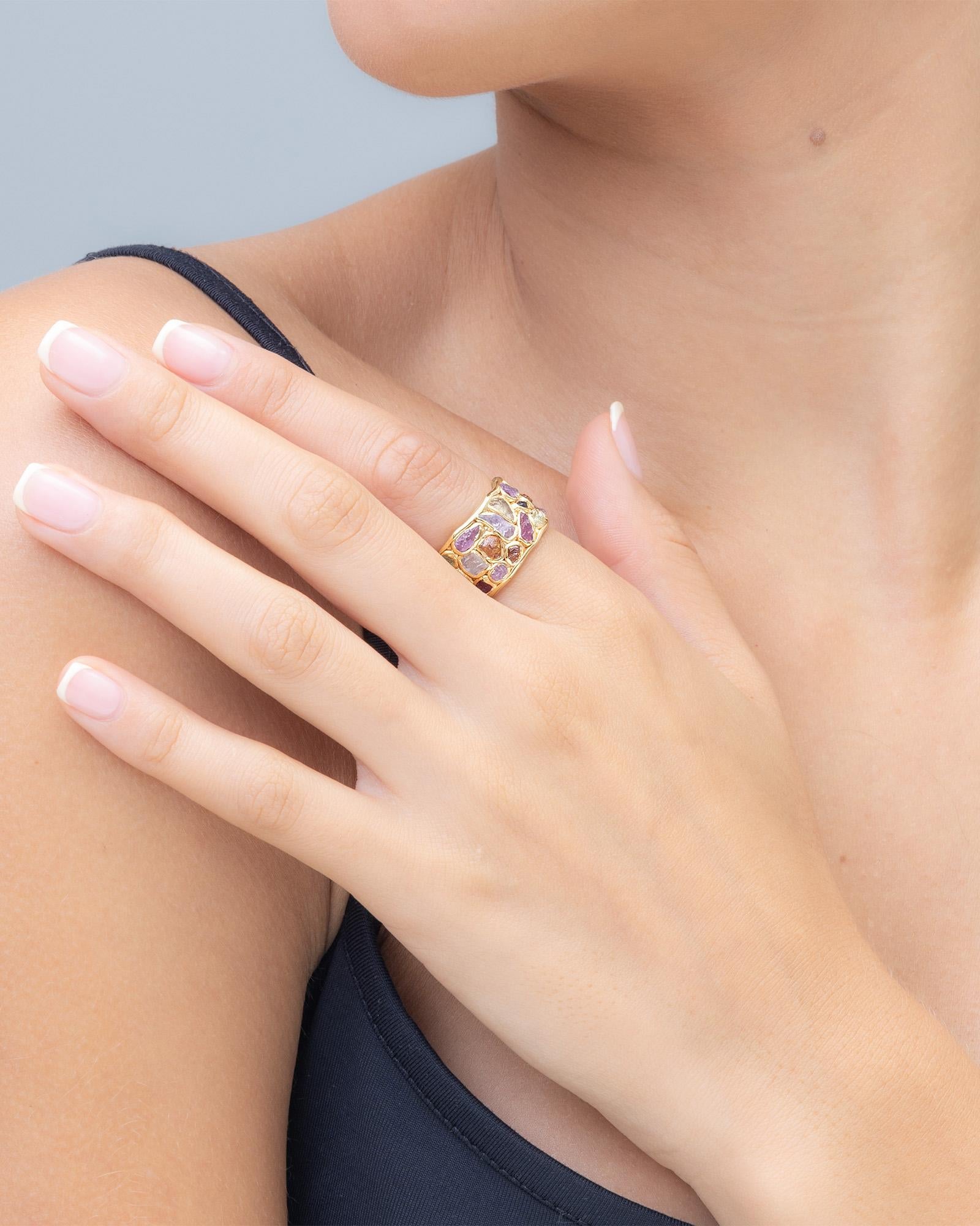 Meet the Thunder Ring a bold barrel silhouette made in 925 sterling silver and plated with 18K gold, showcasing an exclusive 