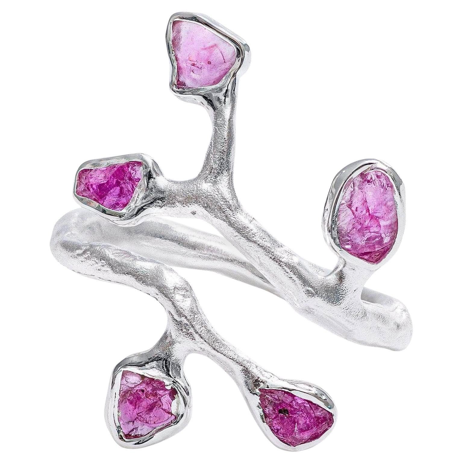 German Kabirski Tinta Nature Inspired 925 Sterling Silber Ring mit rohem Rubin