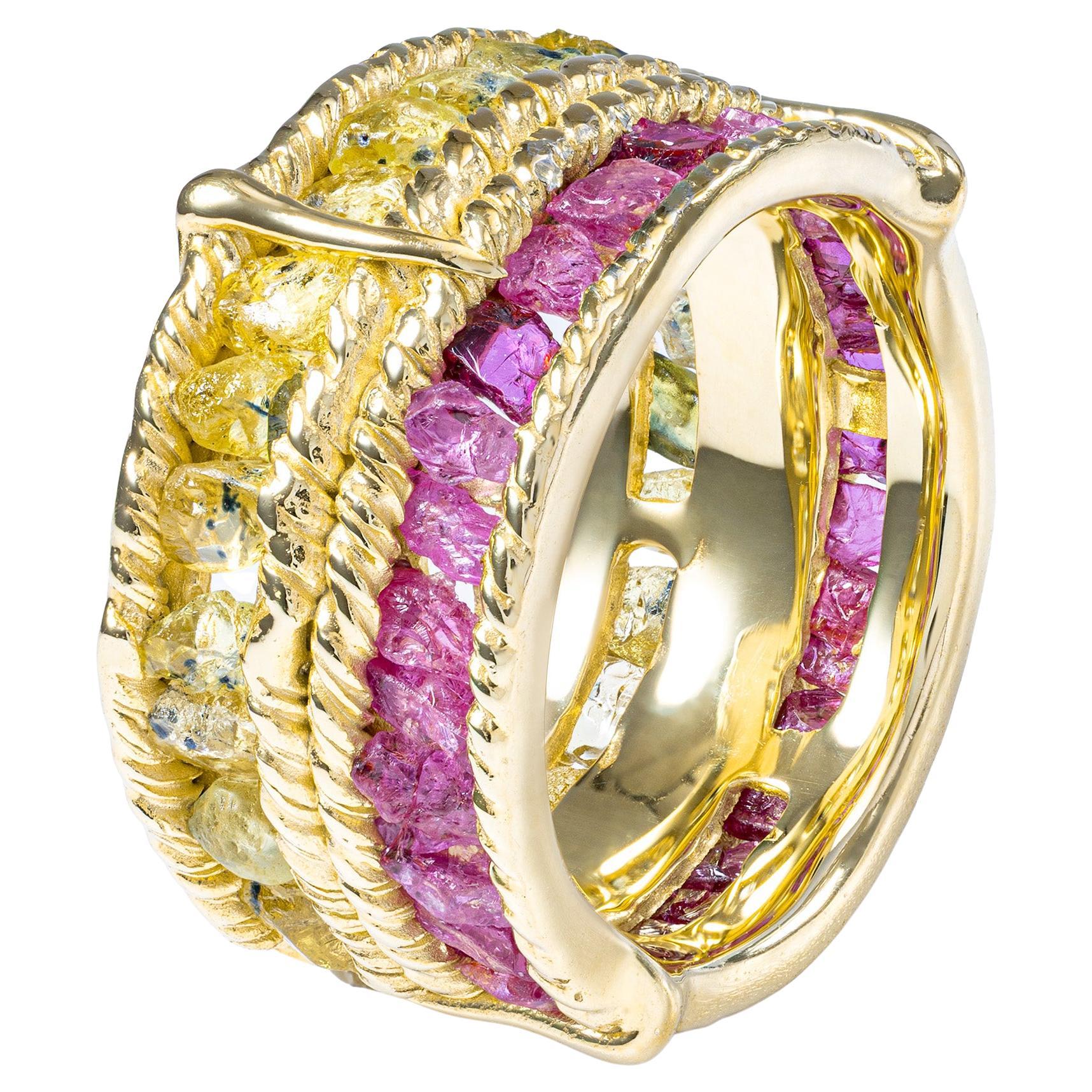 German Kabirski Tyra Handcrafted Sapphire
Ruby Gold Plated Silver Ring