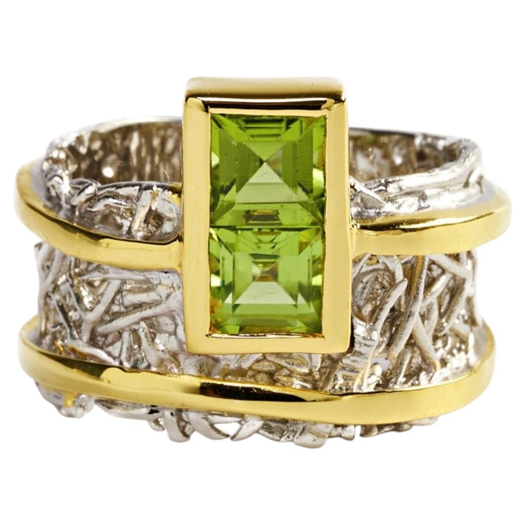 German Kabirski Verina 18K Gold Plated Sterling Silver Ring with Peridot For Sale