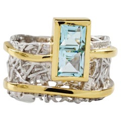 German Kabirski Verina Rhodium Plated 925 Silver with Princess Cut Blue Topaz