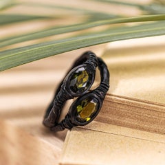 German Kabirski Vesta Black Anthracite Plated Silver Ring with Chrome Diopside