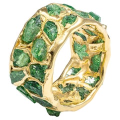 German Kabirski Viridi Raw Tsavorite Gold Plated Silver Ring