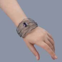 German Kabirski Yawara Silver & Titanium Mesh Bracelet with Natural Amethyst