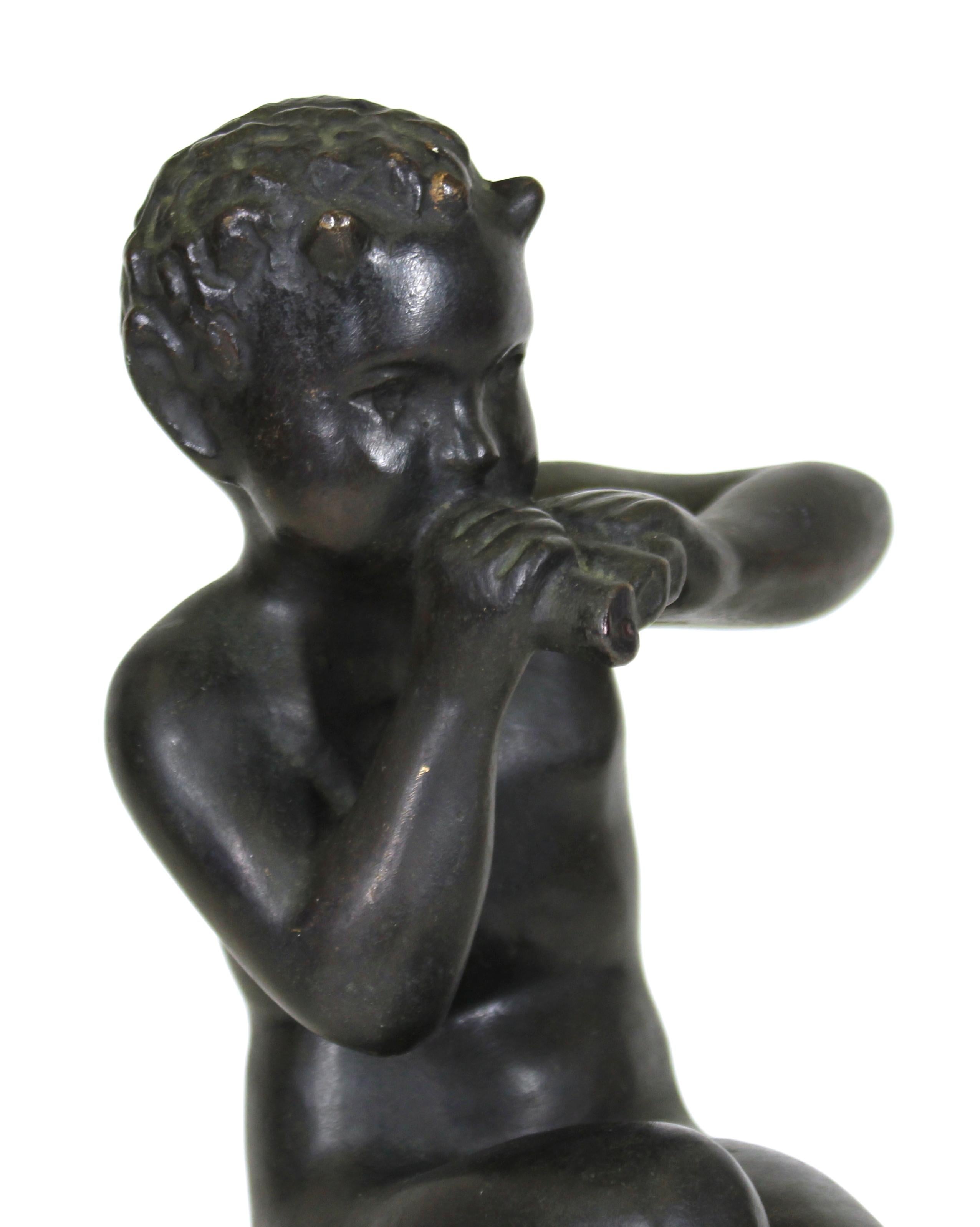 German 'Kleiner' Early Art Deco Bronze Sculpture of Young Pan 2